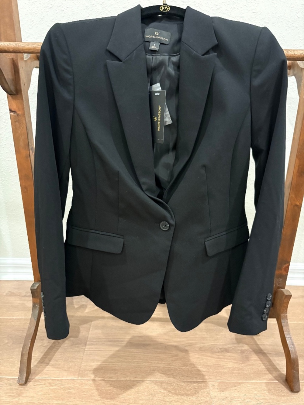Women’s Black Blazer by Worthington- Fitted, Single Button